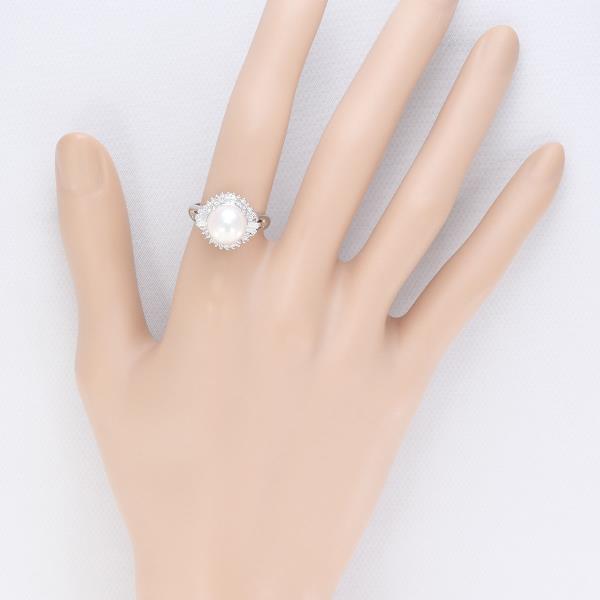 PT900 Platinum Pearl Ring with Diamond