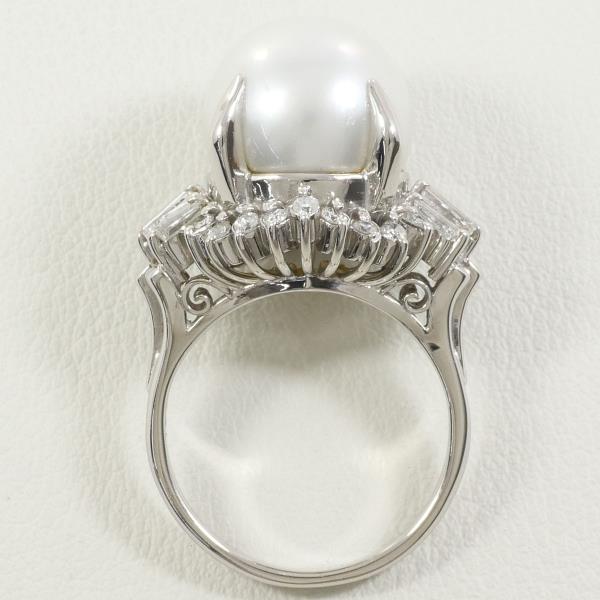 PT900 Platinum Ring 12mm Pearl Diamond in Excellent Condition