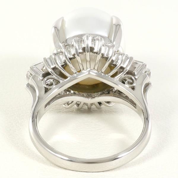 PT900 Platinum Ring 12mm Pearl Diamond