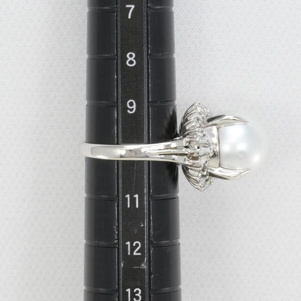 PT900 Platinum Ring 12mm Pearl Diamond