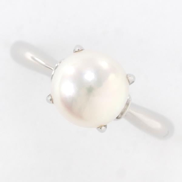 PT900 Platinum Pearl Ring 8 in Excellent Condition