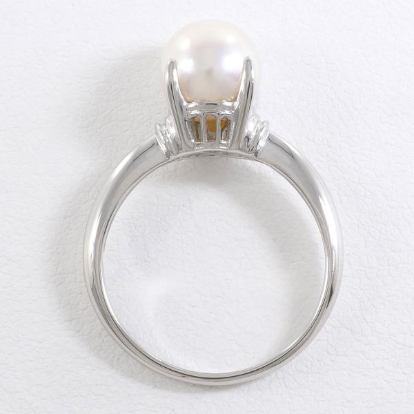 PT900 Platinum Pearl Ring 8 in Excellent Condition