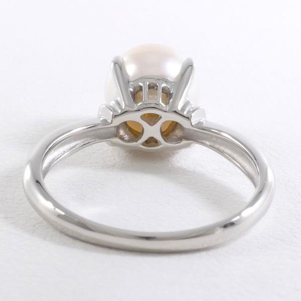 PT900 Platinum Pearl Ring 8 in Excellent Condition