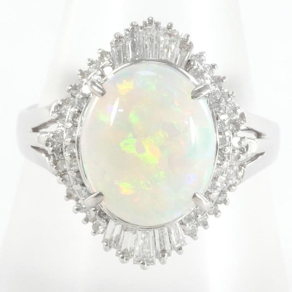 PT900 Platinum Opal Ring with Diamonds in Excellent Condition