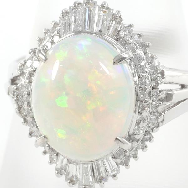 PT900 Platinum Opal Ring with Diamonds in Excellent Condition