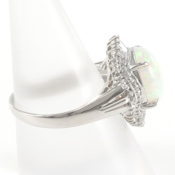 PT900 Platinum Opal Ring with Diamonds in Excellent Condition