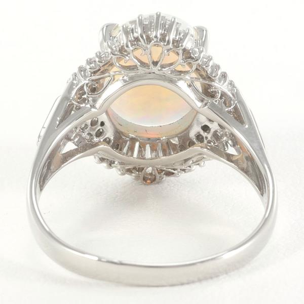 PT900 Platinum Opal Ring with Diamonds in Excellent Condition