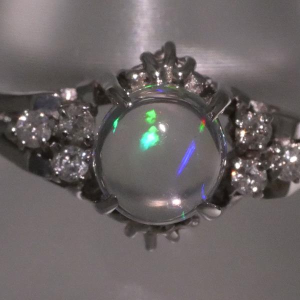 PT900 Platinum Ring with Water Opal and Diamond in Excellent Condition