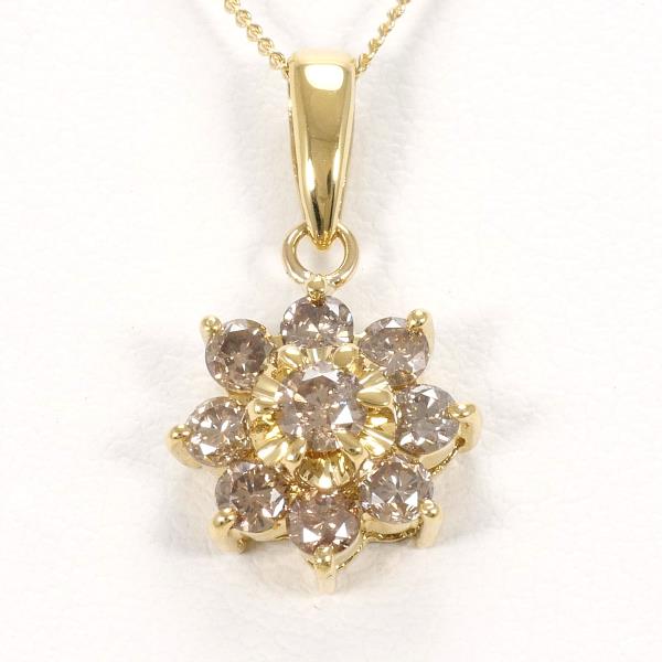 K18 Yellow Gold Necklace with Brown Diamond in Excellent Condition