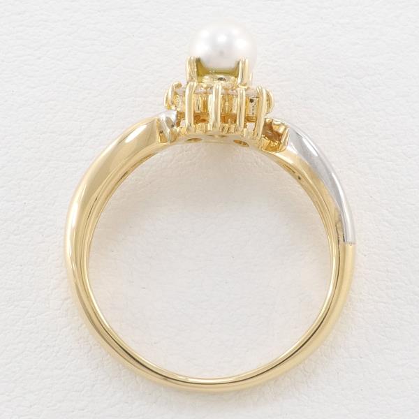 PT900 Platinum K18YG Yellow Gold Pearl Ring in Excellent Condition