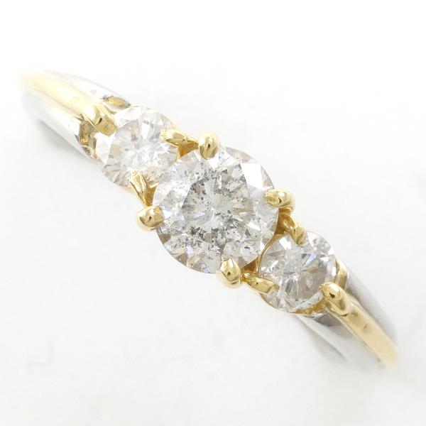 PT900 Platinum K18 Yellow Gold Diamond Ring 13.5 in Excellent Condition