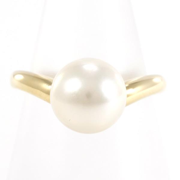 K18 Yellow Gold Pearl Ring 10号 in Pristine Condition