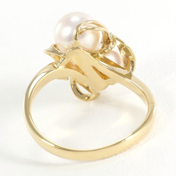 K18 Yellow Gold Pearl Ring with Diamond, Size 11 in Excellent Condition