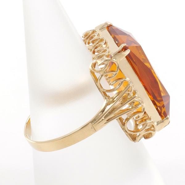 K18 Yellow Gold Ring with Orange Sapphire, Size 15 in Excellent Condition