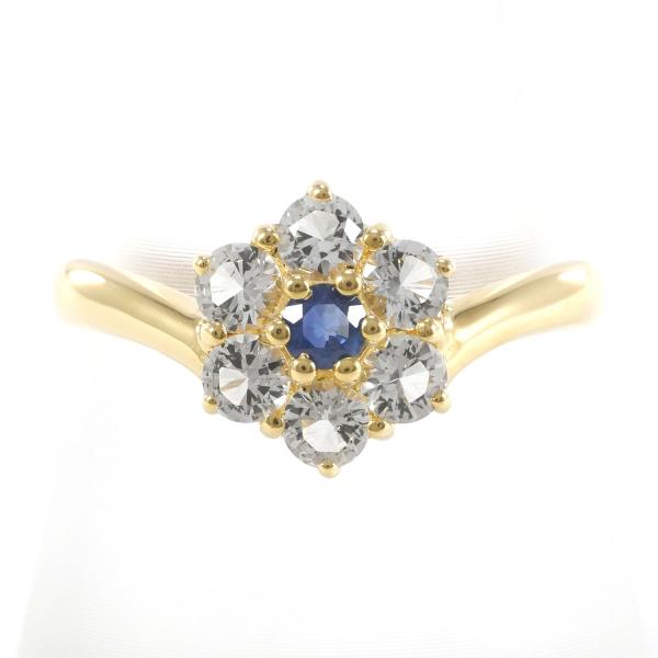 K18 Yellow Gold Sapphire Ring 14.5 in Excellent Condition