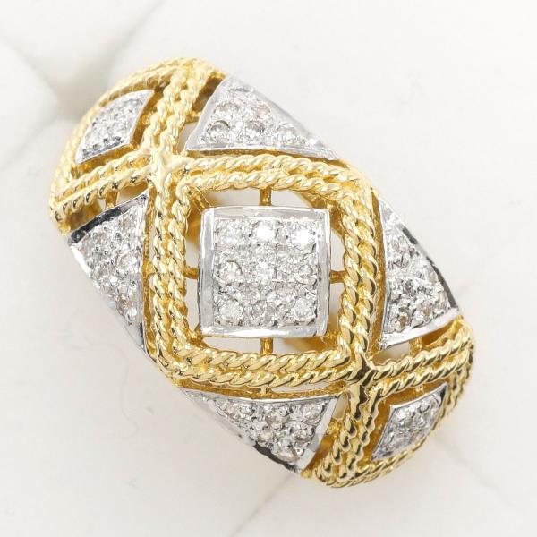 K18 Yellow Gold White Gold Diamond Ring 12.5 in Excellent Condition