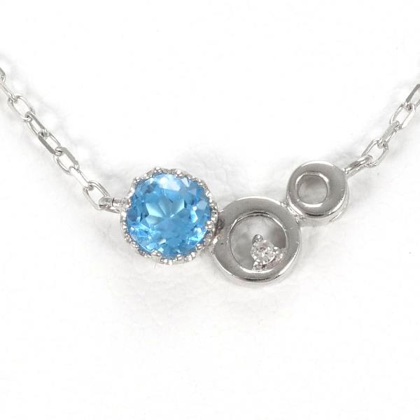 K10 White Gold Blue Topaz Necklace