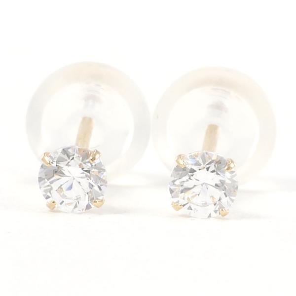 K10 Yellow Gold Zirconia Earrings in Excellent Condition