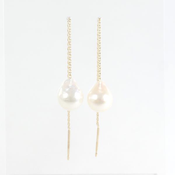 K10 Yellow Gold Pearl Earrings in Great Condition