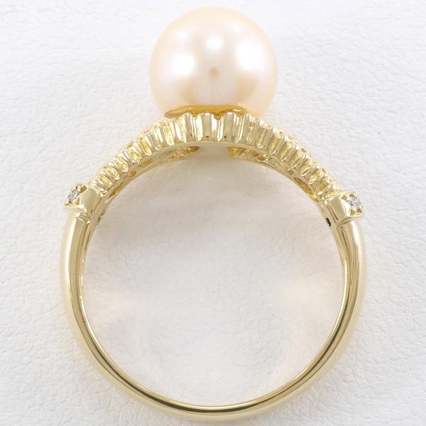 K18 Yellow Gold Pearl Ring with Diamond