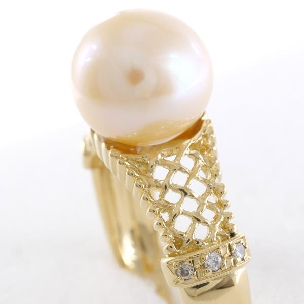 K18 Yellow Gold Pearl Ring with Diamond