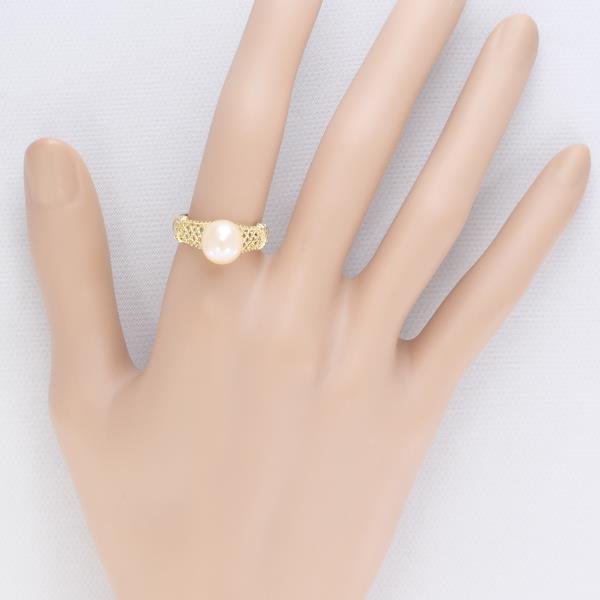 K18 Yellow Gold Pearl Ring with Diamond