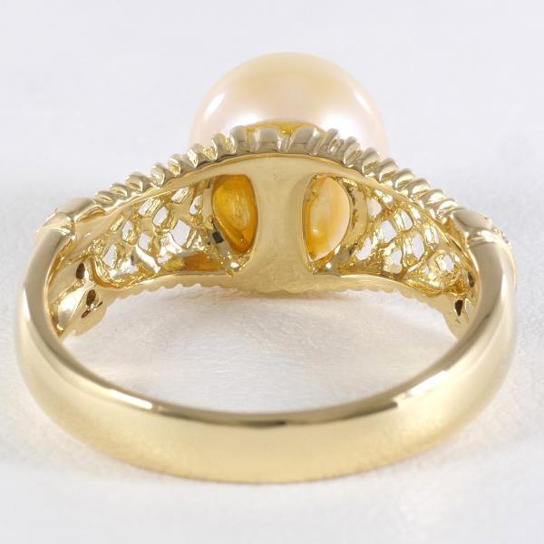 K18 Yellow Gold Pearl Ring with Diamond