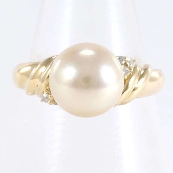 K18 Yellow Gold Pearl Ring 11号 in Excellent Condition