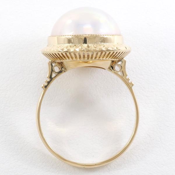 K18 Yellow Gold Ring with Mabe Pearl, Size 15 in Excellent Condition