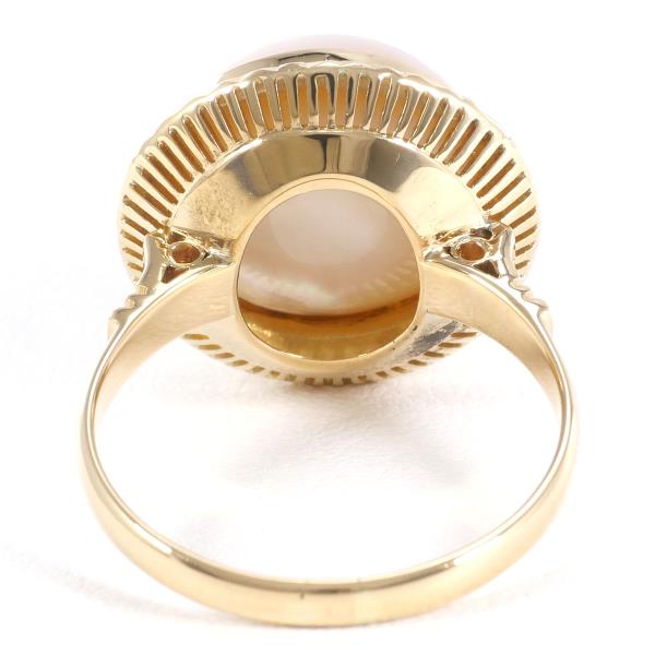 K18 Yellow Gold Ring with Mabe Pearl, Size 15 in Excellent Condition