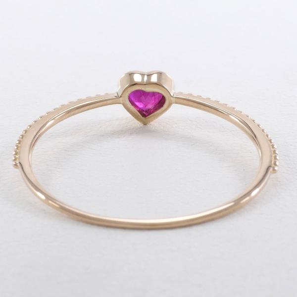 K18 Pink Gold Ruby Ring Size 22 in Excellent Condition