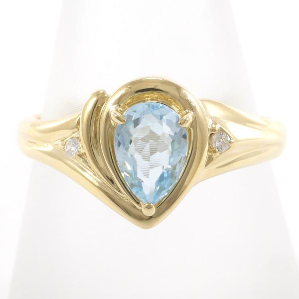 K18 Yellow Gold Ring with Blue Topaz and Diamond