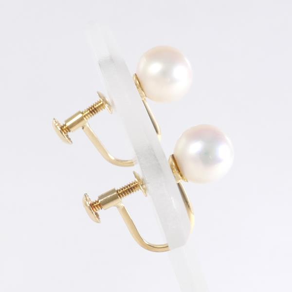 K18 Yellow Gold Pearl Earrings in Excellent Condition