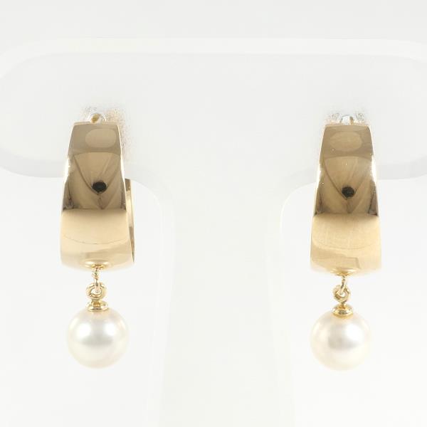 K18 Yellow Gold Pearl Earrings in Excellent Condition