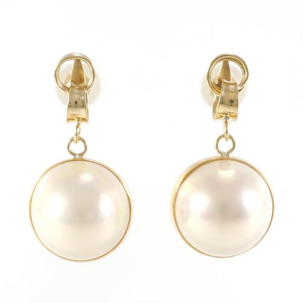 K18 Yellow Gold Pearl Earrings in Great Condition