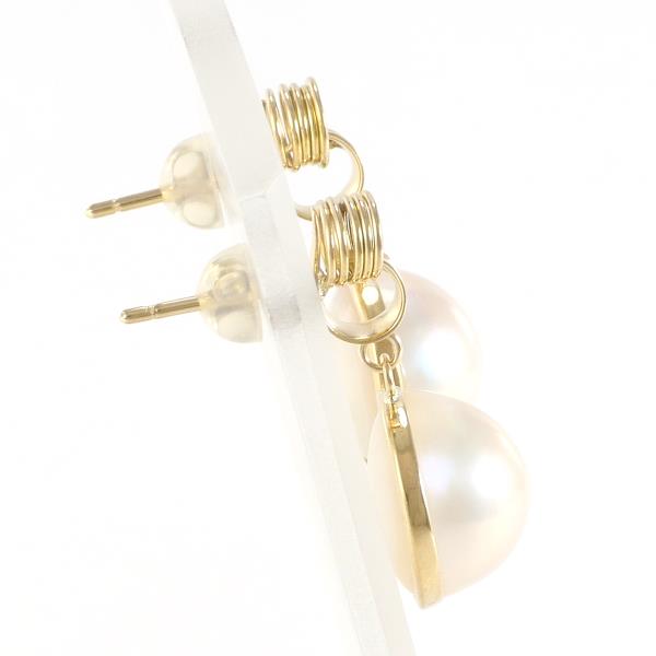 K18 Yellow Gold Pearl Earrings in Great Condition