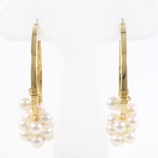 K18 Yellow Gold Akoya Pearl Earrings in Great Condition