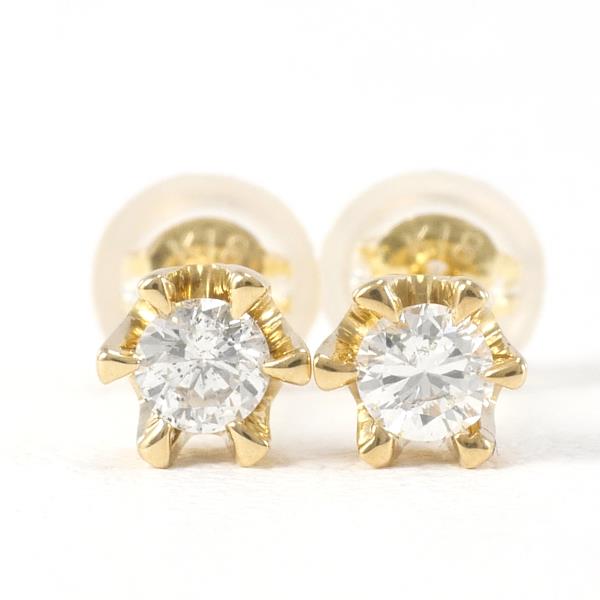 K18 Yellow Gold Diamond Earrings in Excellent Condition