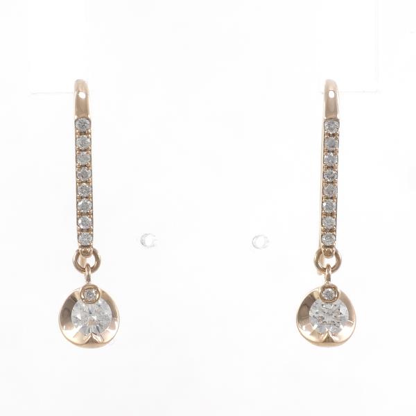 K18 Pink Gold Diamond Earrings 0.10×2 0.043×2 in Excellent Condition