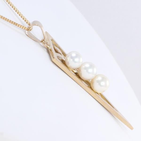 K18 Yellow Gold Akoya Pearl Necklace in Excellent Condition