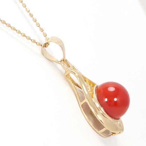 K10 Yellow Gold Coral Necklace in Excellent Condition