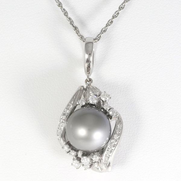 PT900 Platinum K18 White Gold Pearl Necklace in Pristine Condition