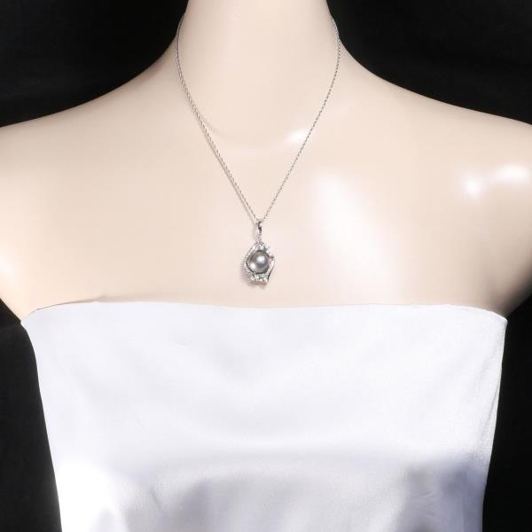 PT900 Platinum K18WG PT850 Necklace Black Pearl Diamond