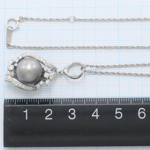 PT900 Platinum K18 White Gold Pearl Necklace in Pristine Condition