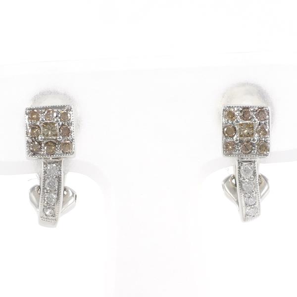 K18 White Gold Diamond Earrings in Great Condition