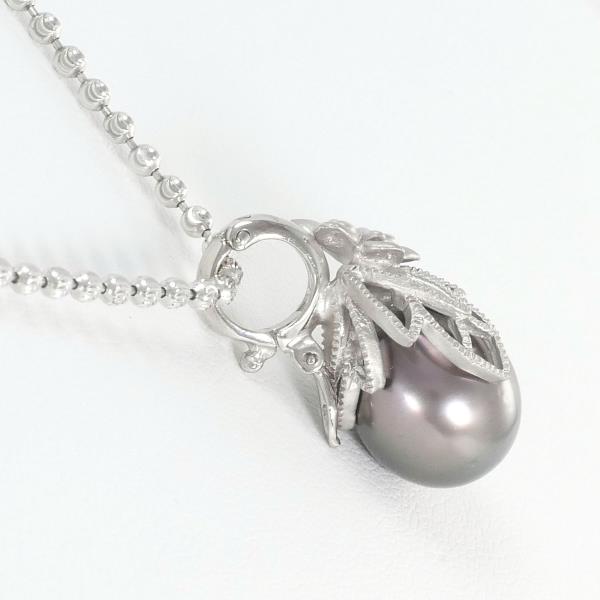 K18 White Gold Black Pearl Diamond Necklace