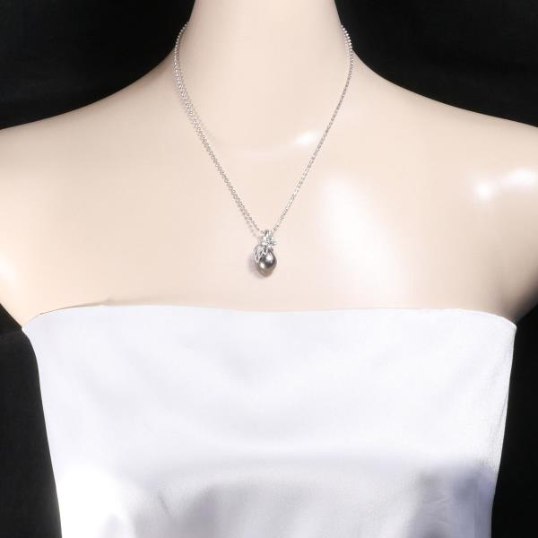 K18 White Gold Black Pearl Diamond Necklace