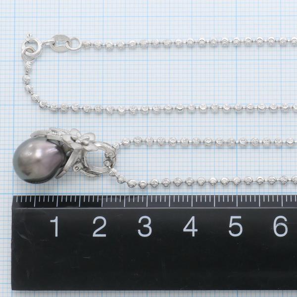 K18 White Gold Black Pearl Diamond Necklace