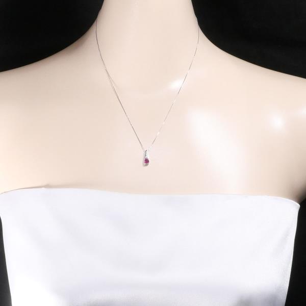 K18 White Gold Ruby Necklace 40cm in Great Condition