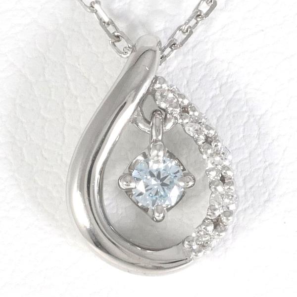 4℃ K18 White Gold Aquamarine Diamond Necklace in Excellent Condition